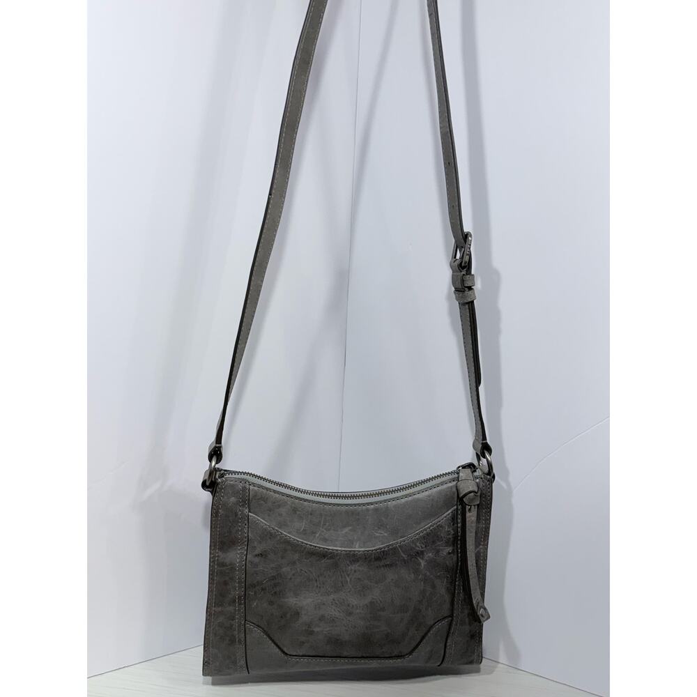 Frye Melissa Zip Crossbody Grey Distressed Leather Bag, NWT